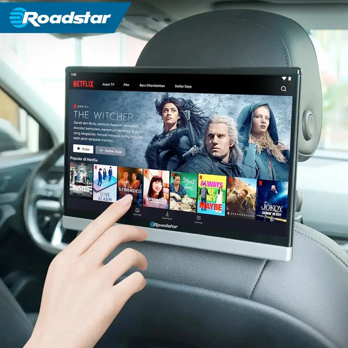 13.3" Roadstar Android Entertainment Headrest Tablet Screens With Bluetooth Headphones