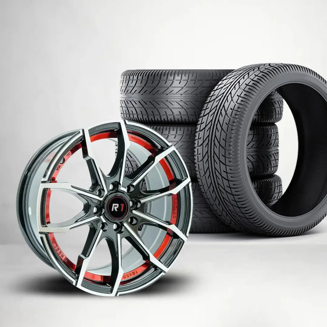 14 Inch Mag Wheel - MX8815-RD Wheel & Tyre Combo (4x100/114.3 PCD)