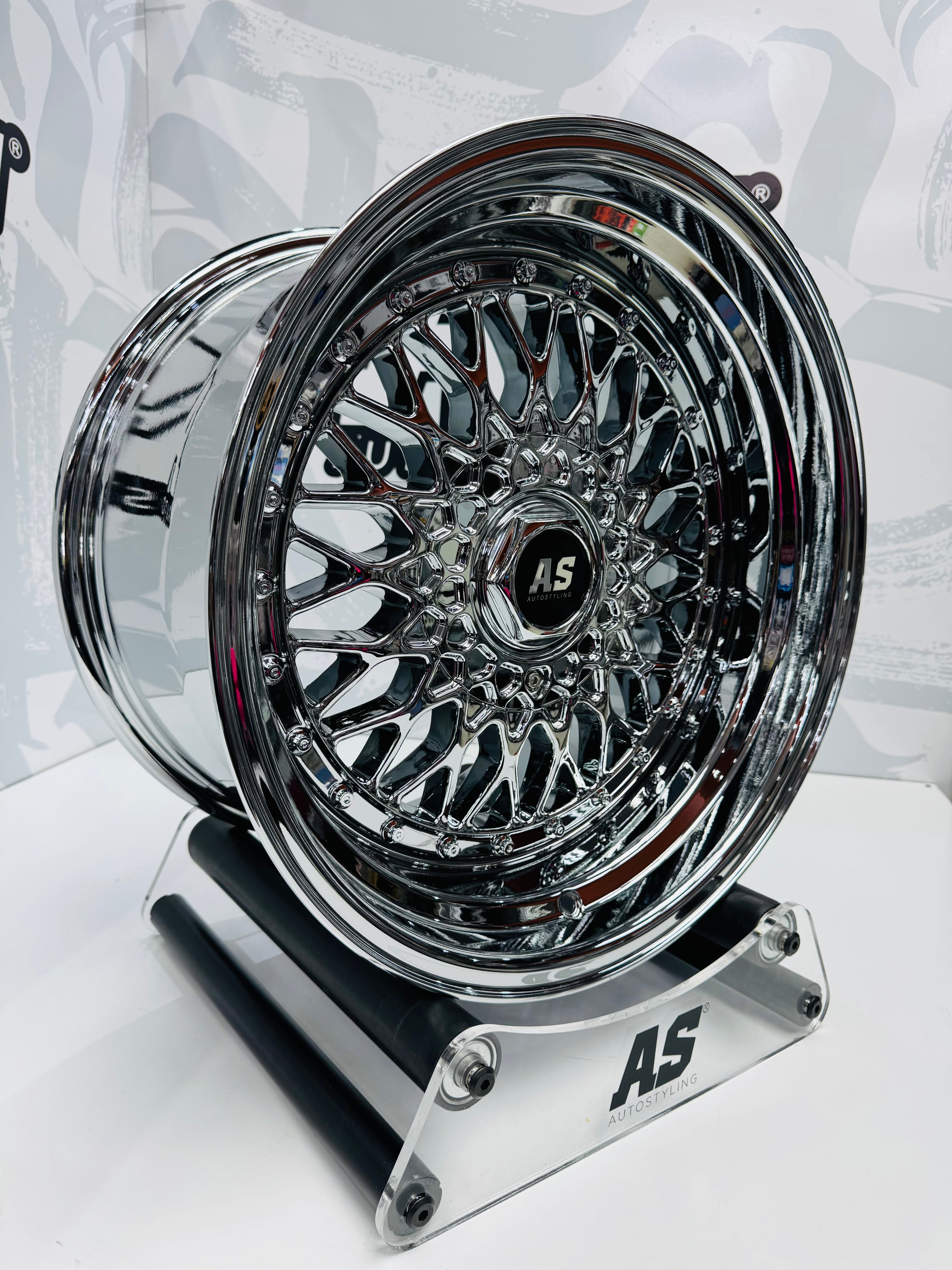 17” AS® CHROME WITH CHROME  STUDS  4x100 & 5x100 8.5j/ 10j