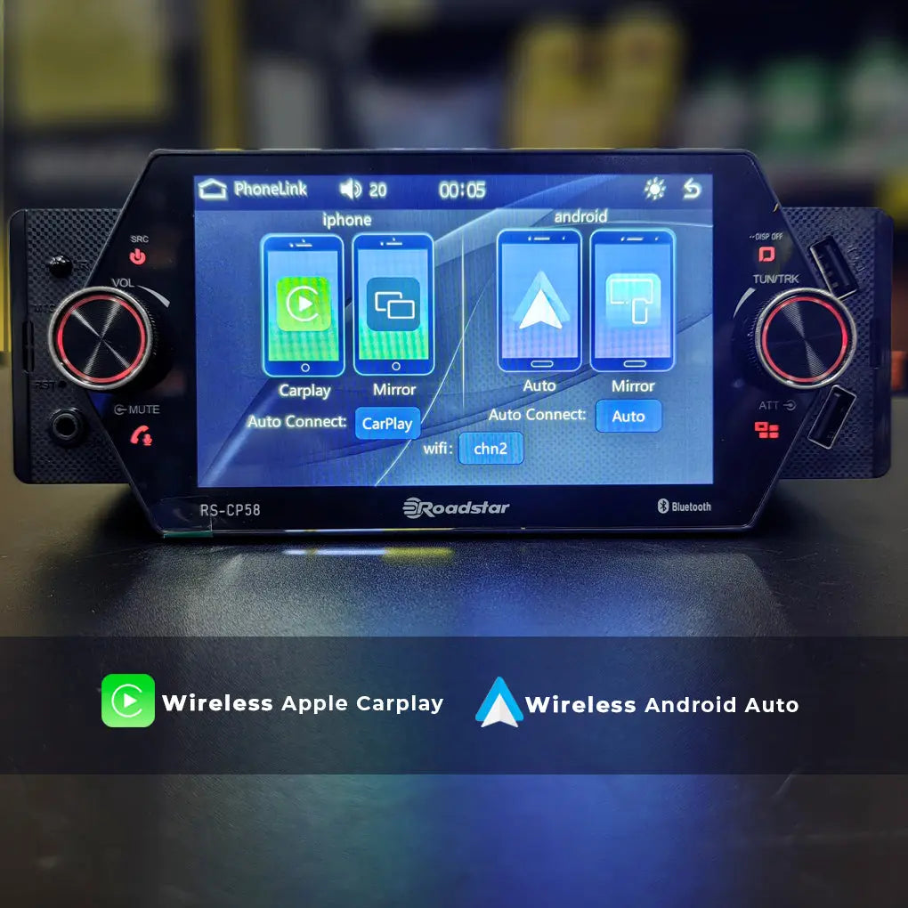 Roadstar 5.25 Inch Single Din Media Player With USB, Bluetooth, Android Auto & Apple Car Play