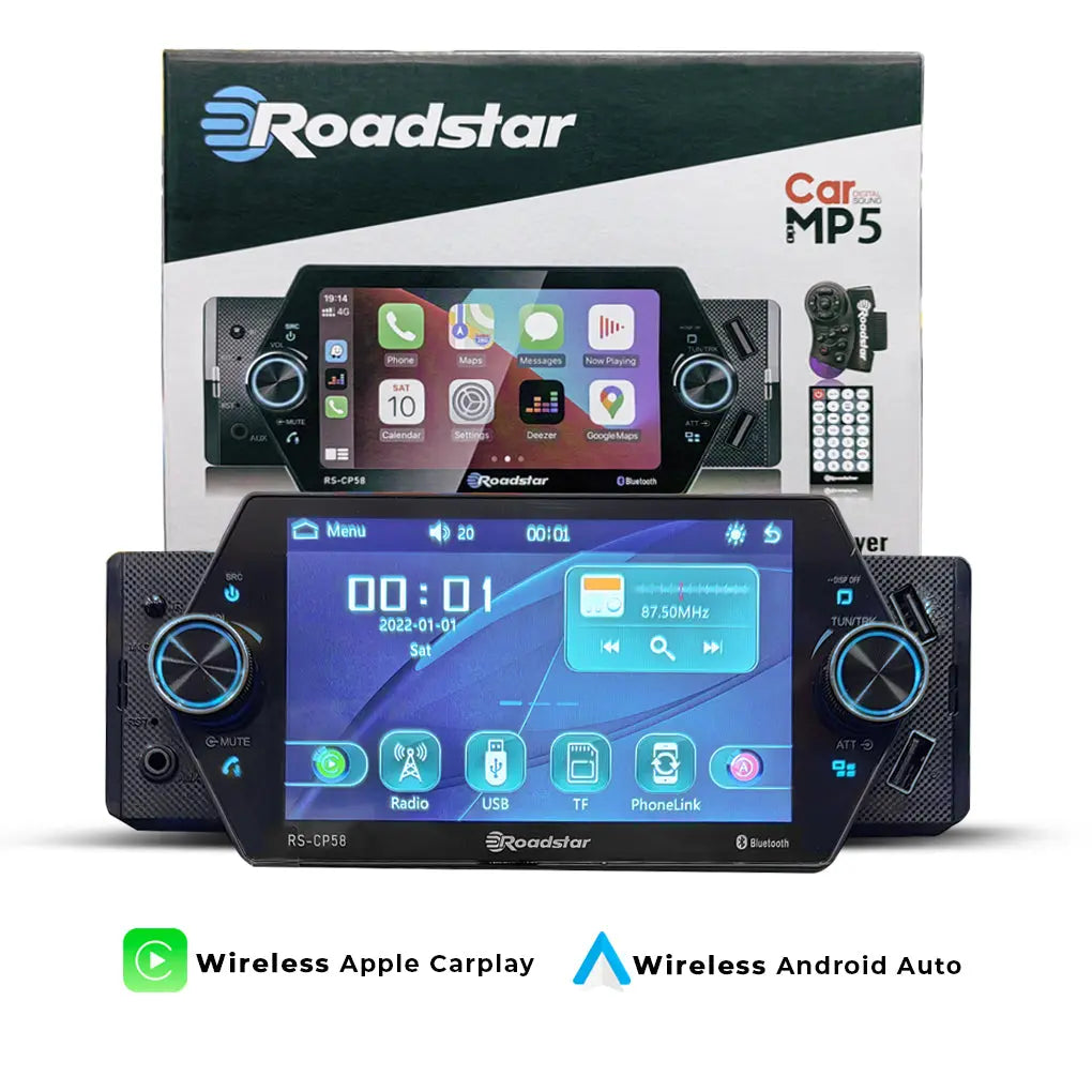 Roadstar 5.25 Inch Single Din Media Player With USB, Bluetooth, Android Auto & Apple Car Play