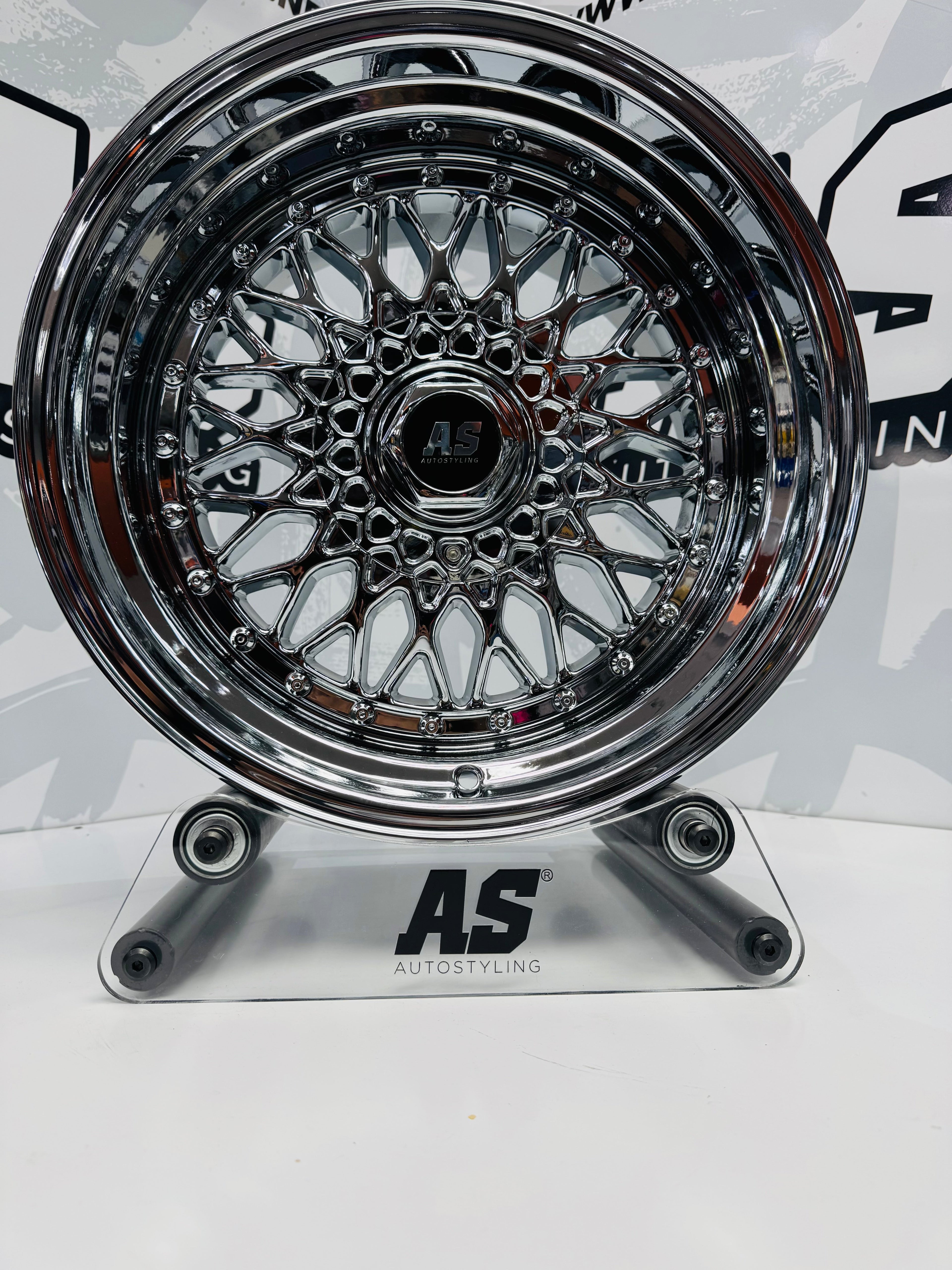 17” AS® CHROME WITH CHROME  STUDS  4x100 & 5x100 8.5j/ 10j