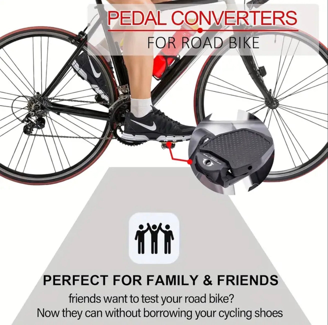 Clipless Pedal to Universal Platform Adapter Compatible with SPD-SL System