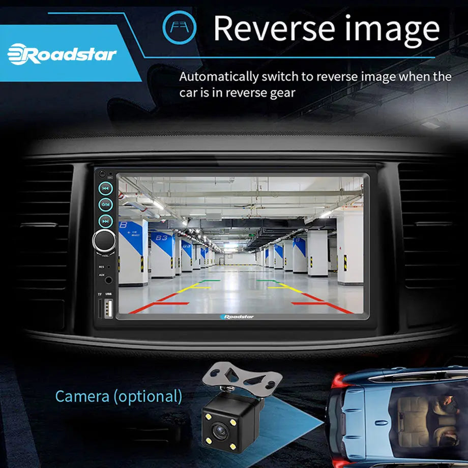 7 Inch Roadstar MP5 Double Din With Apple Carplay & Android Auto + Steering Wheel Control Remote