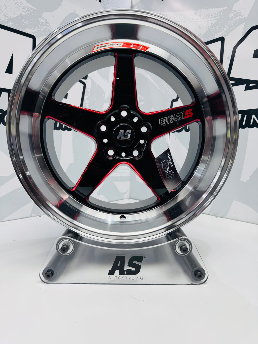 18” F99ZX307 5/114 BLACK with RED MILLING