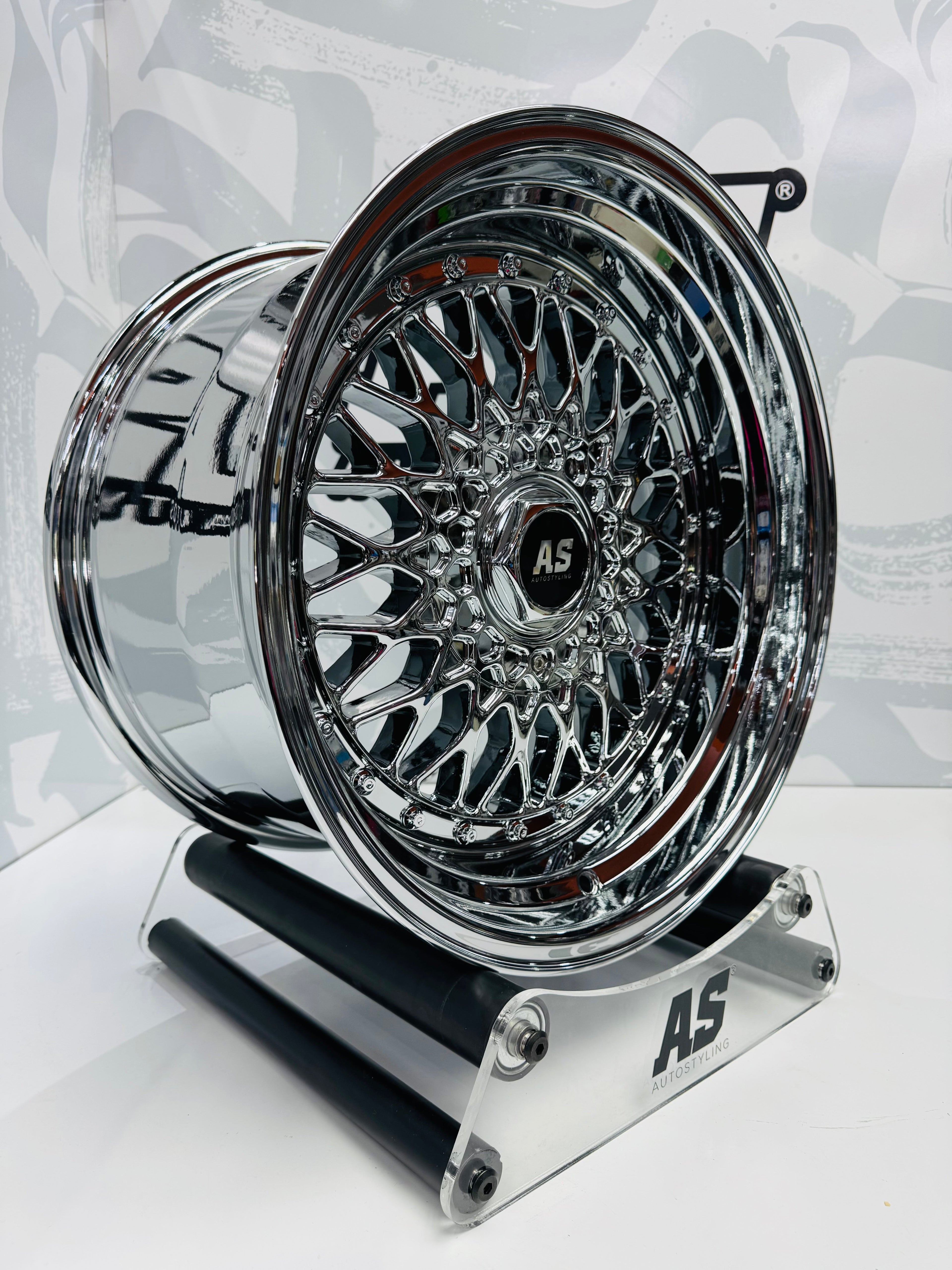 17” AS® CHROME WITH CHROME  STUDS  4x100 & 5x100 8.5j/ 10j