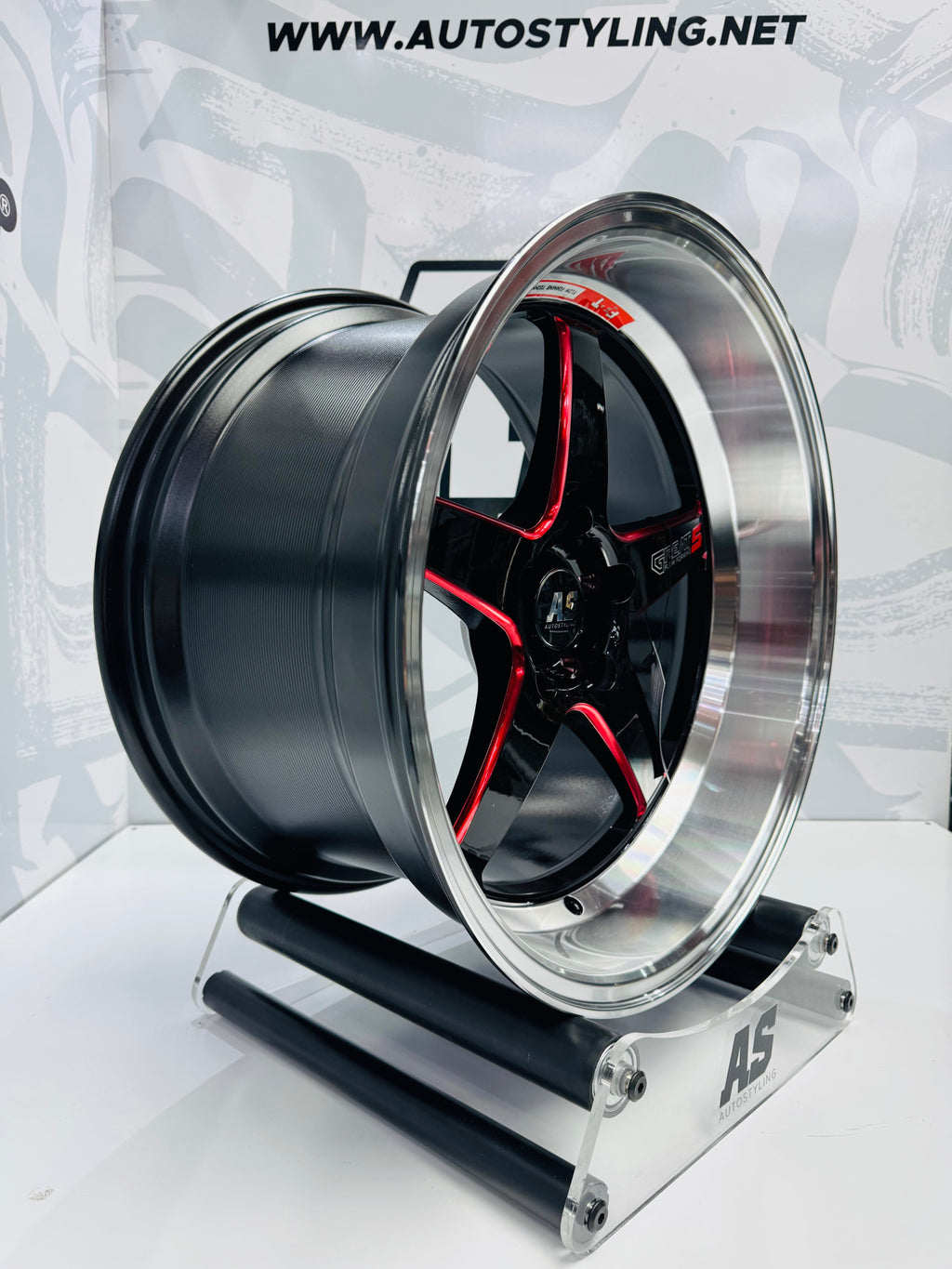 18” F99ZX307 5/114 BLACK with RED MILLING