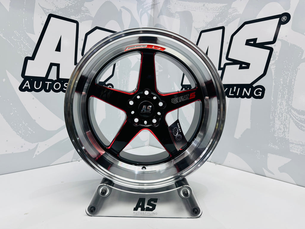 18” F99ZX307 5/114 BLACK with RED MILLING