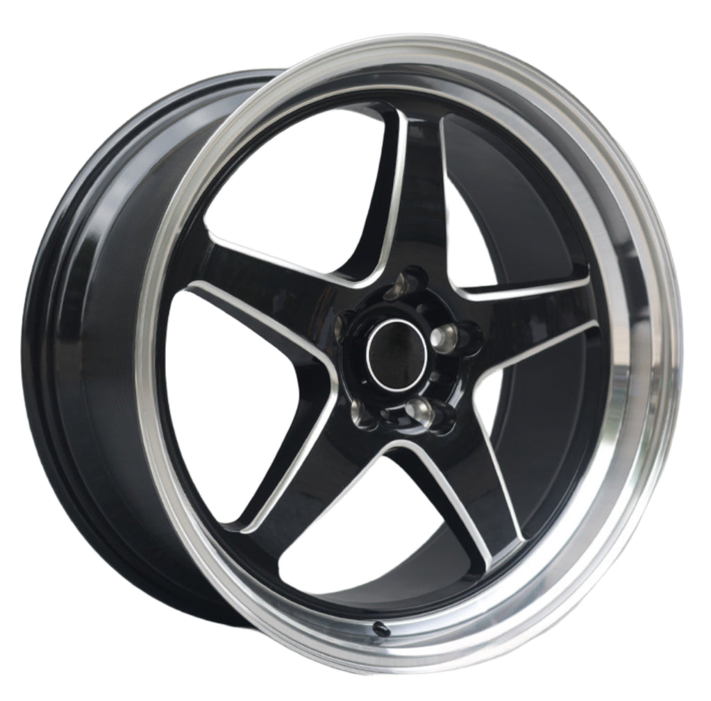 18” F99ZX307 5/114 BLACK with SILVER MILLING SILVER DISH