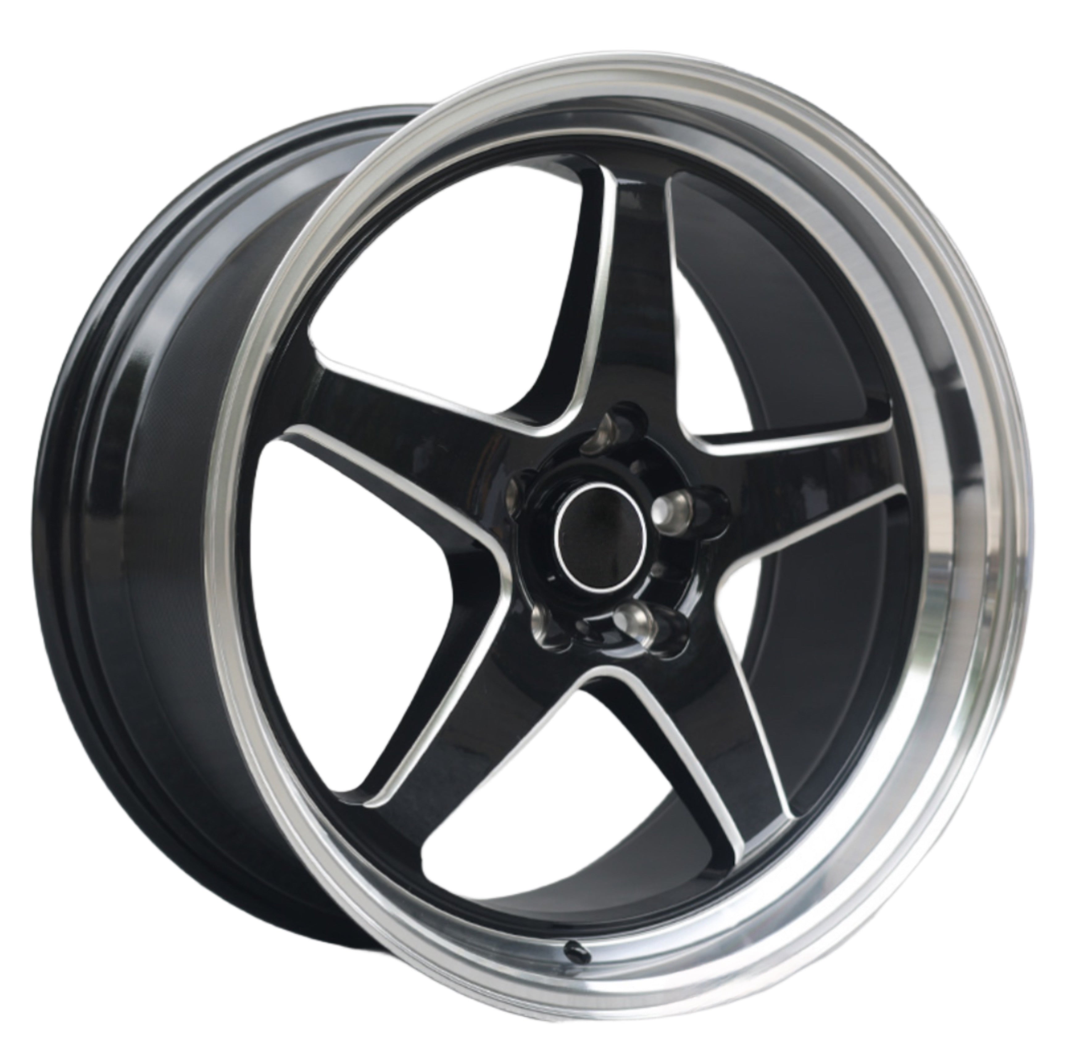 18” F99ZX307 5/114 BLACK with SILVER MILLING SILVER DISH