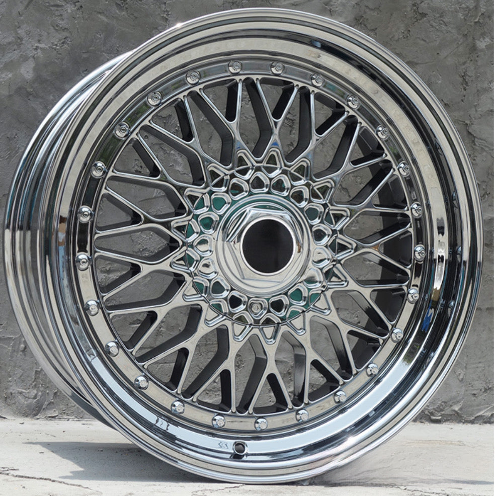 16” AS MESH BB5  CHROME 4/100 4/108 multi PCD chrome  arriving end November