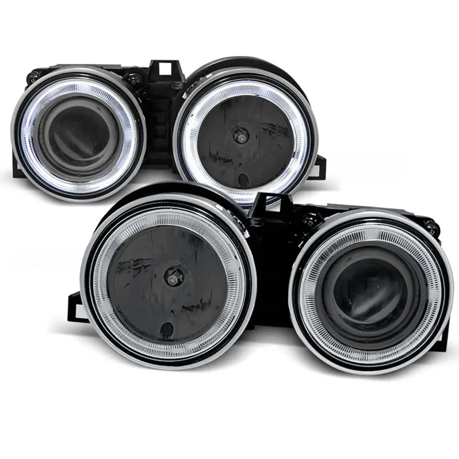 BM E30 3-Series Crystal Smoked Black Angel Eye Projector Headlights