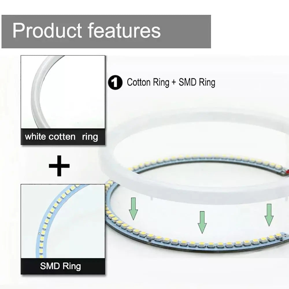BM E36 Projector Headlight Single Function Cotton Angel Eye Rings