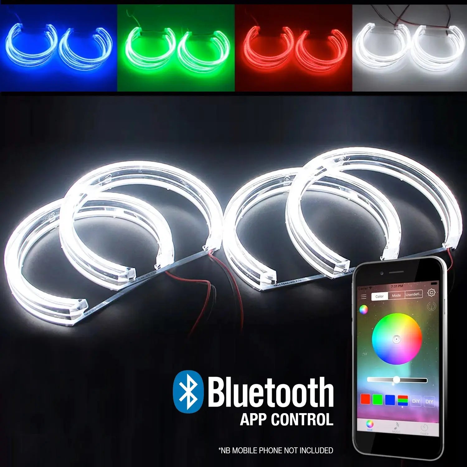 BM E46 3-Series Non-Projector RGB App Control LED Angel Eye Rings