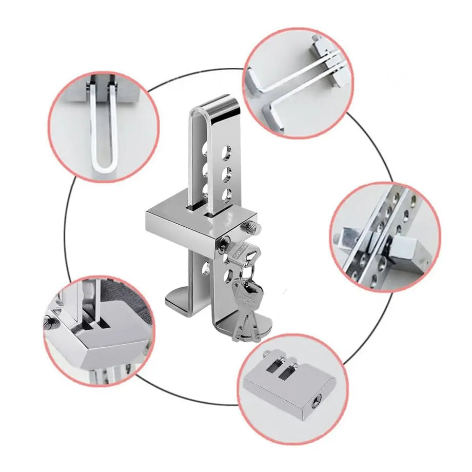 Universal Anti-Theft Stainless Steel Brake / Clutch Foot Pedal Lock Kit