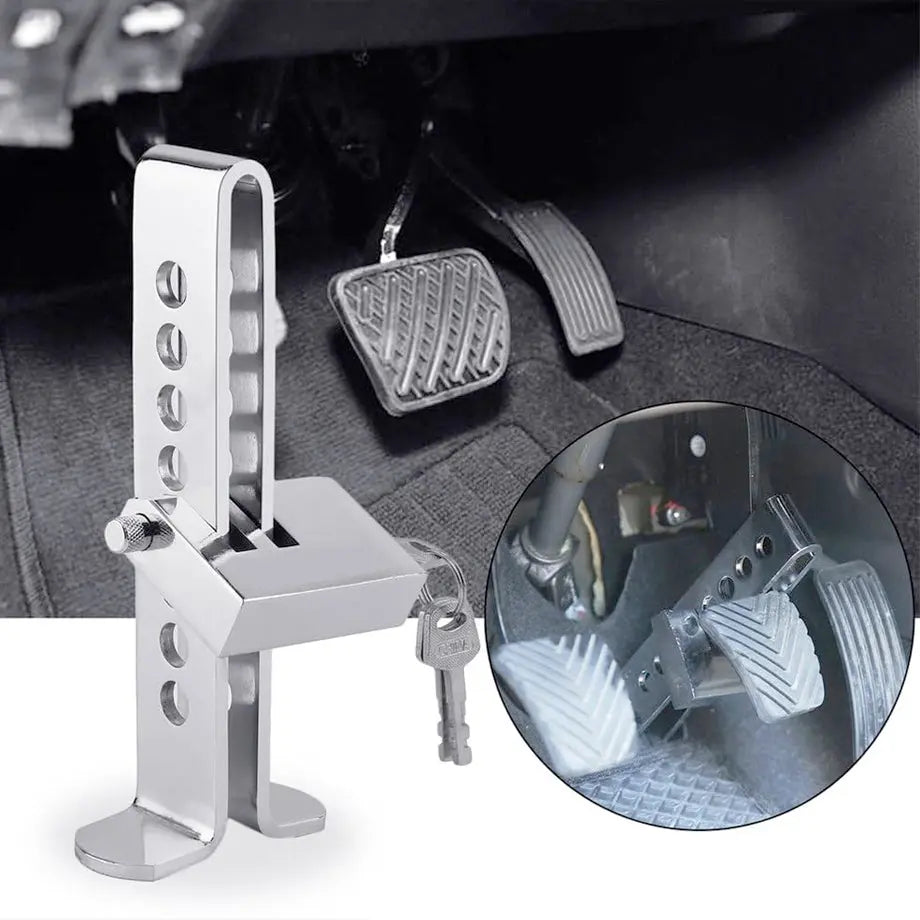 Universal Anti-Theft Stainless Steel Brake / Clutch Foot Pedal Lock Kit