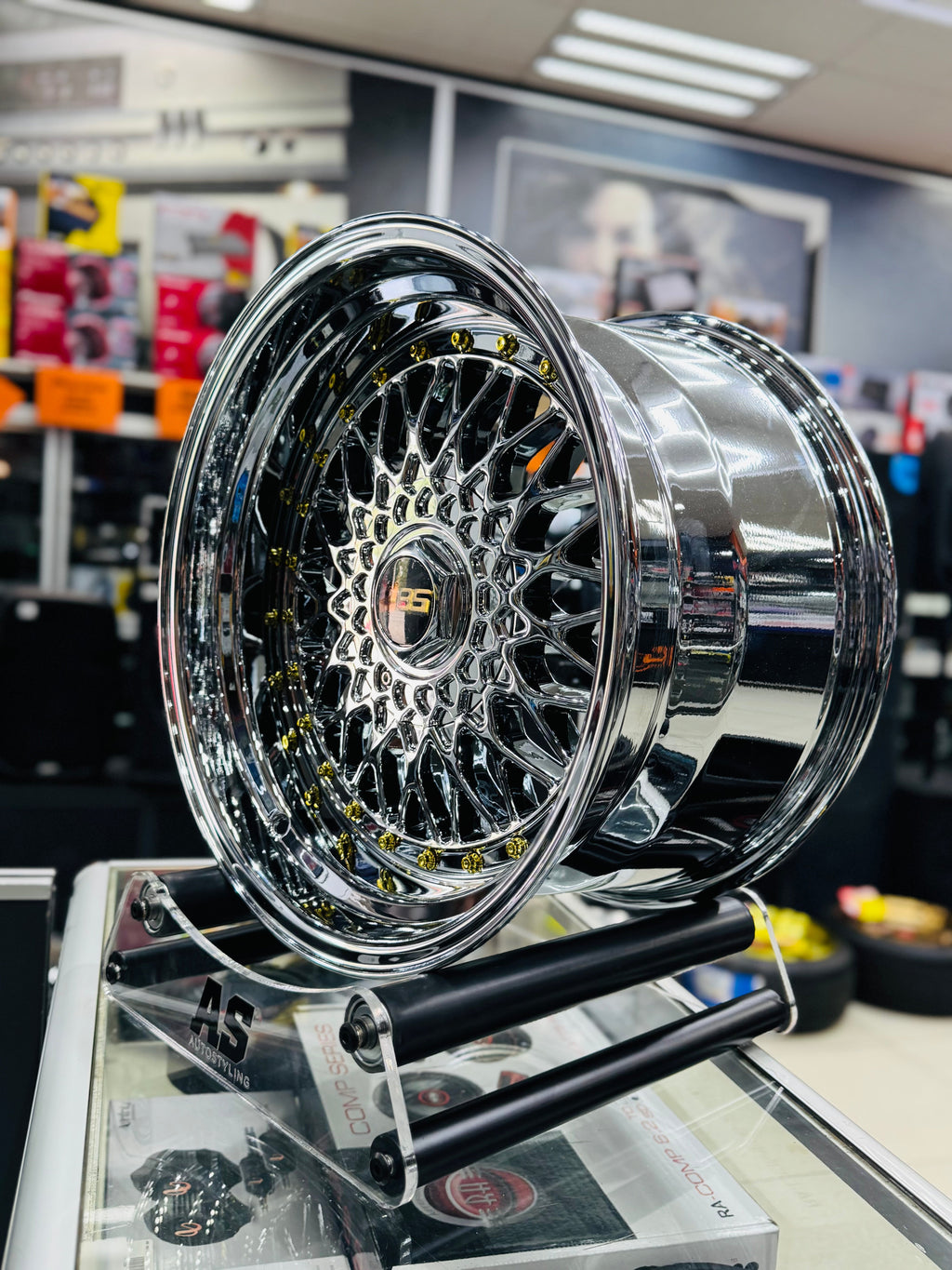 17” AS® CHROME WITH GOLD STUDS  4x100 & 4x114  8.5j/ 10j