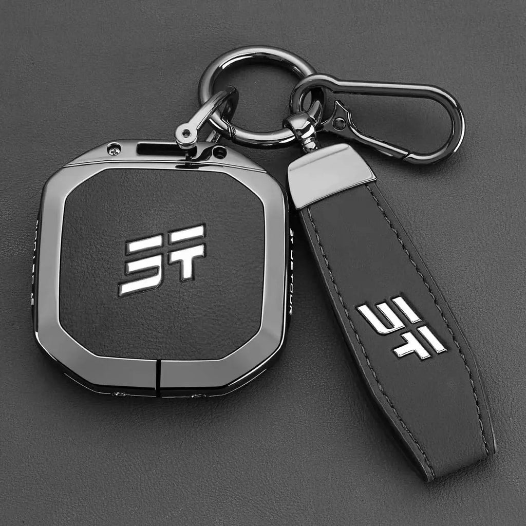 Jetour - Hard Shell Carbon-Look Metal Key Case Cover With Keyring