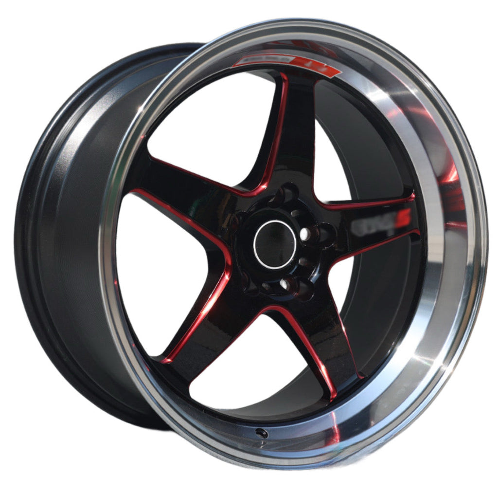 18” F99ZX307 5/114 BLACK with RED MILLING