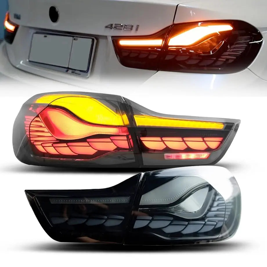 BM F32 / F33 / F36 4-Series CS Style OLED Sequential Smoked Black Taillights (14-20)