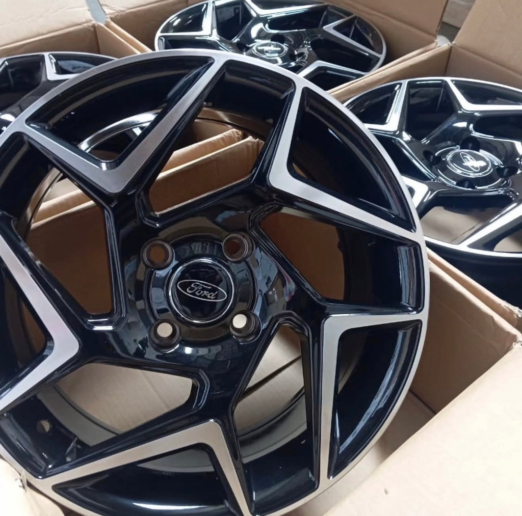 ST FIESTA STYLE   RIMS  4/108 GLOSS BLK MACHINE FACE