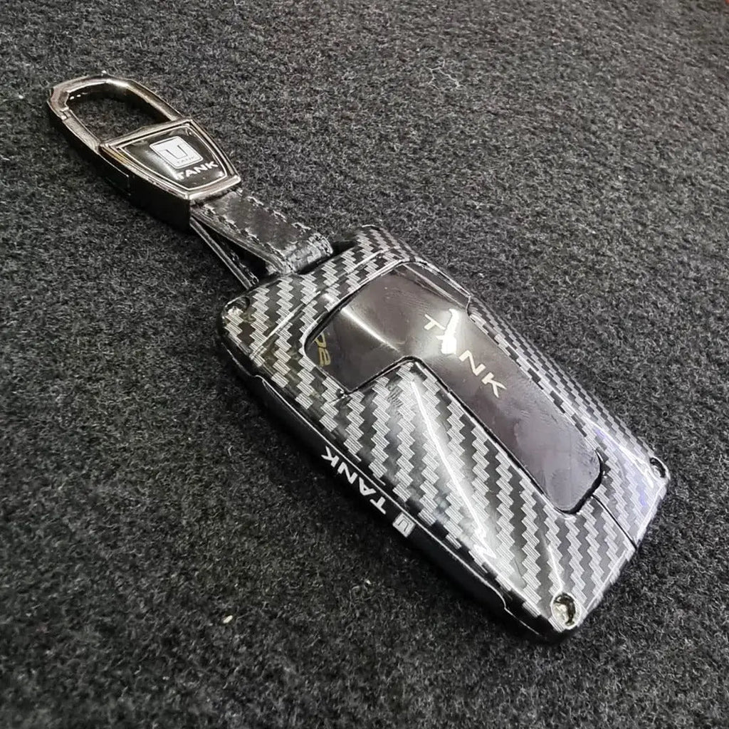 GWM Tank - Hard Shell Carbon-Look Metal Key Case Cover With Keyring