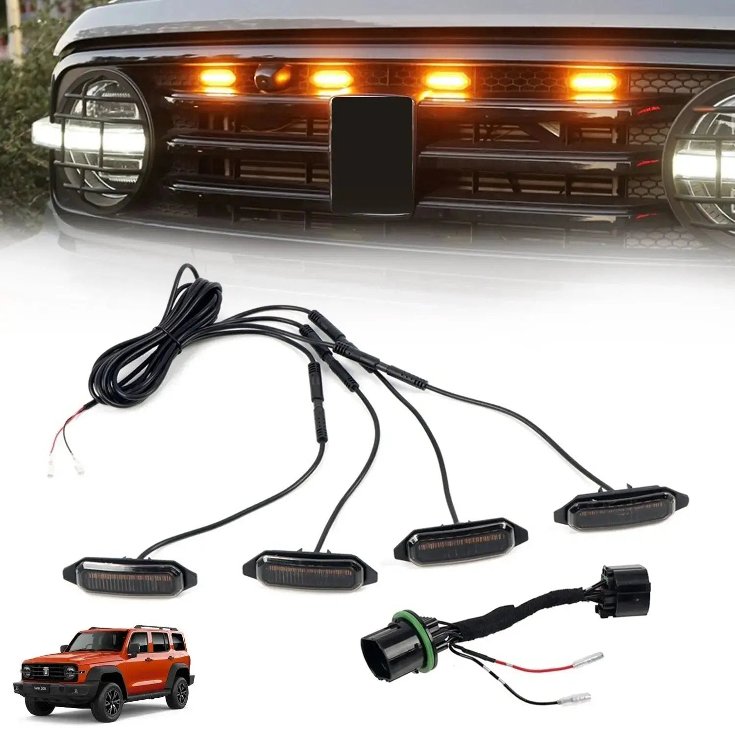 GWM Tank 300 (24-On) 4 POD LED Grille Lights With Wiring