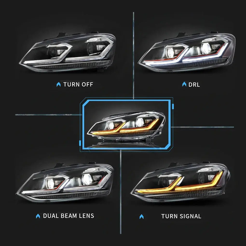 Golf 7.5 Style Projector Headlight -  Suitable To Fit VW Polo 6 (10-On)