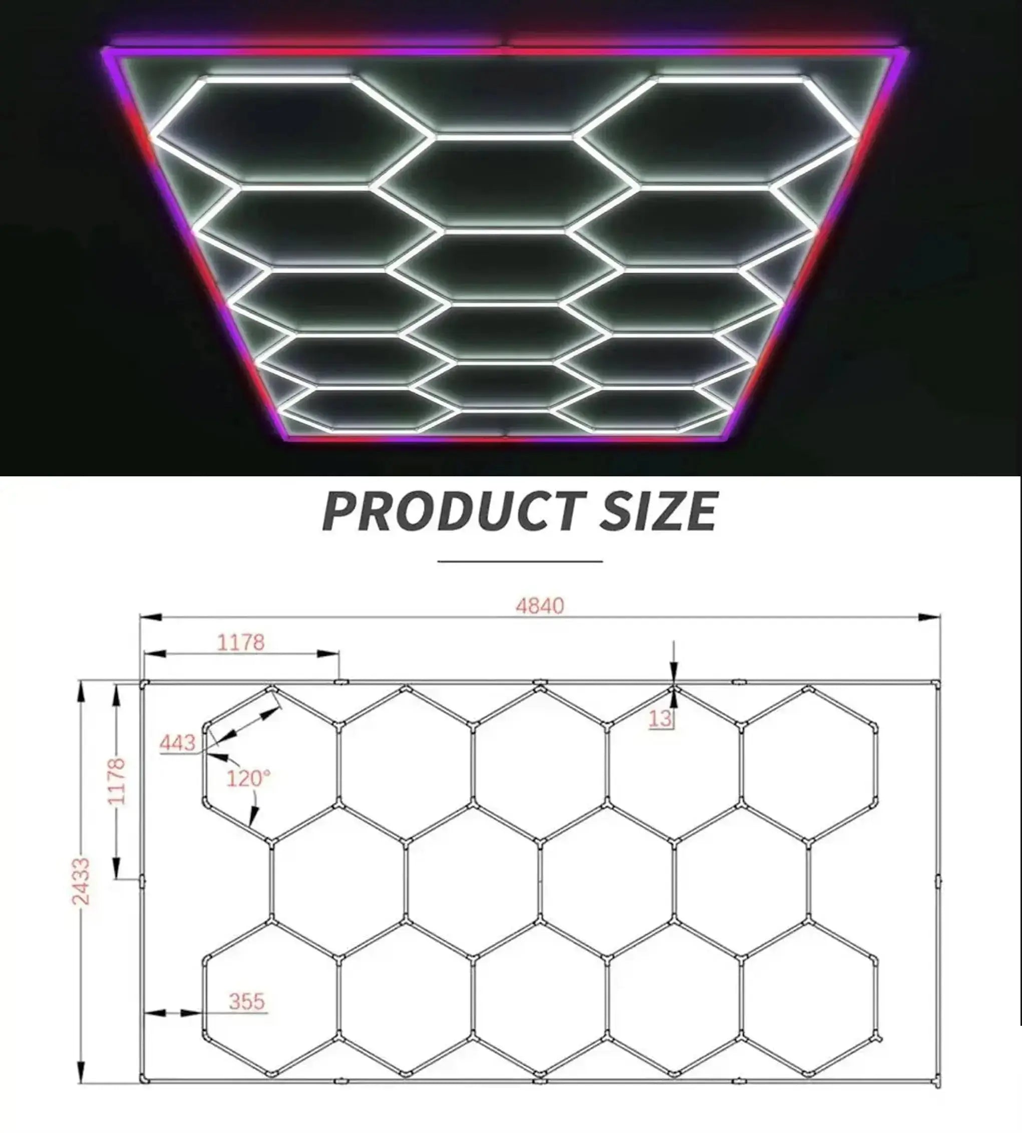 14 Piece Set Hex Light Kit with RGB Border