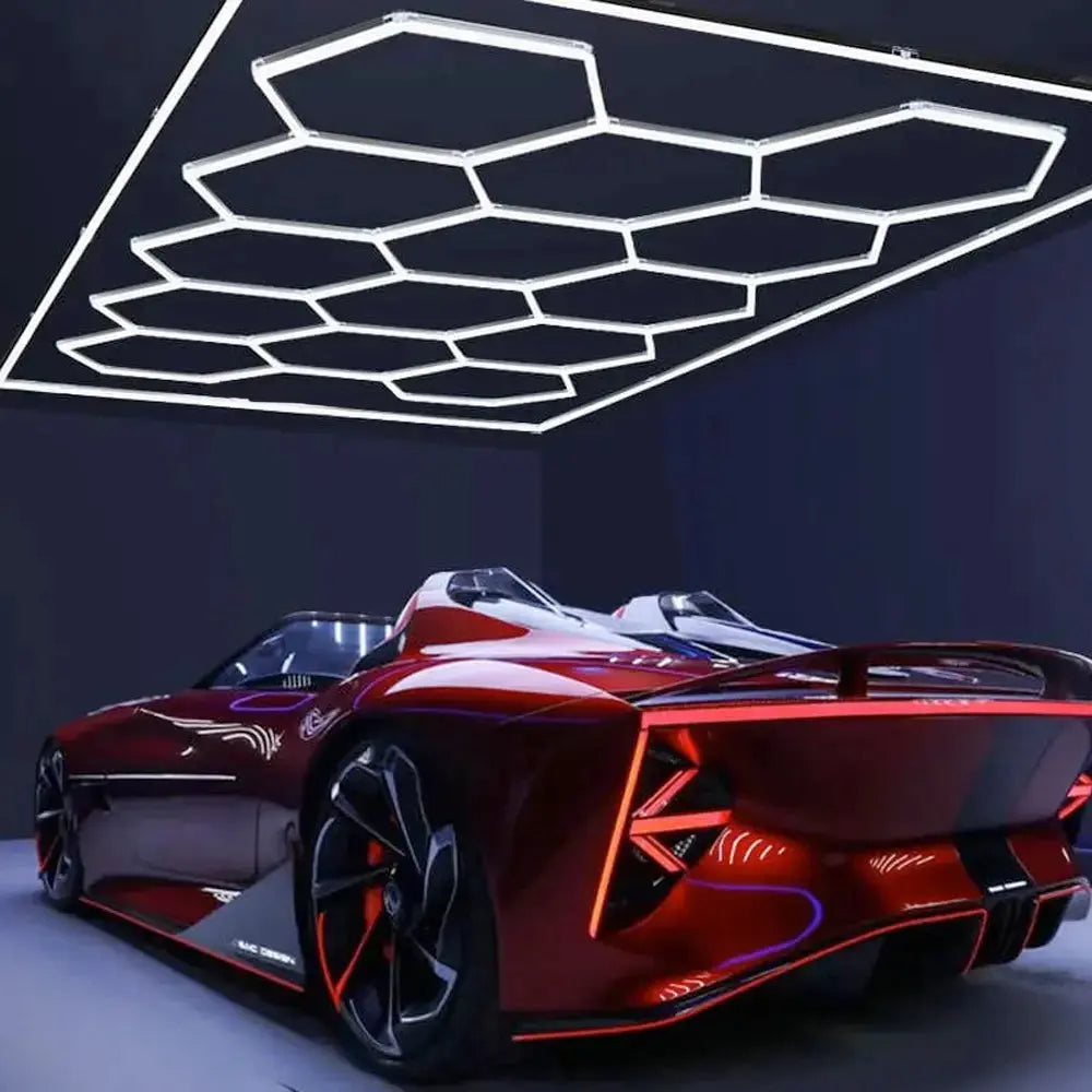 Hexglo Type B - 14 Piece Hexagon Modular LED Lighting Kit With Border