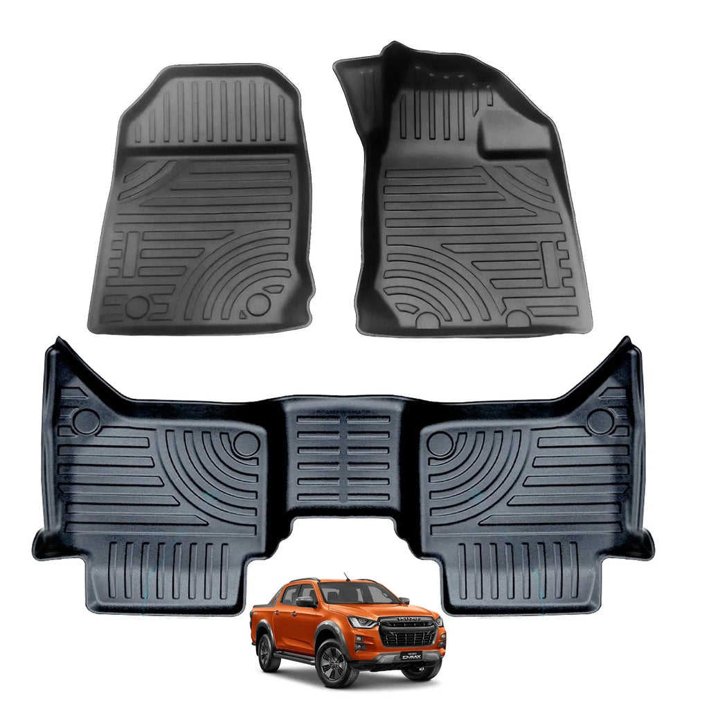 Isuzu D-Max (22-On) Double-Cab Moulded TPE Rubber Floor Mats (3-Piece)
