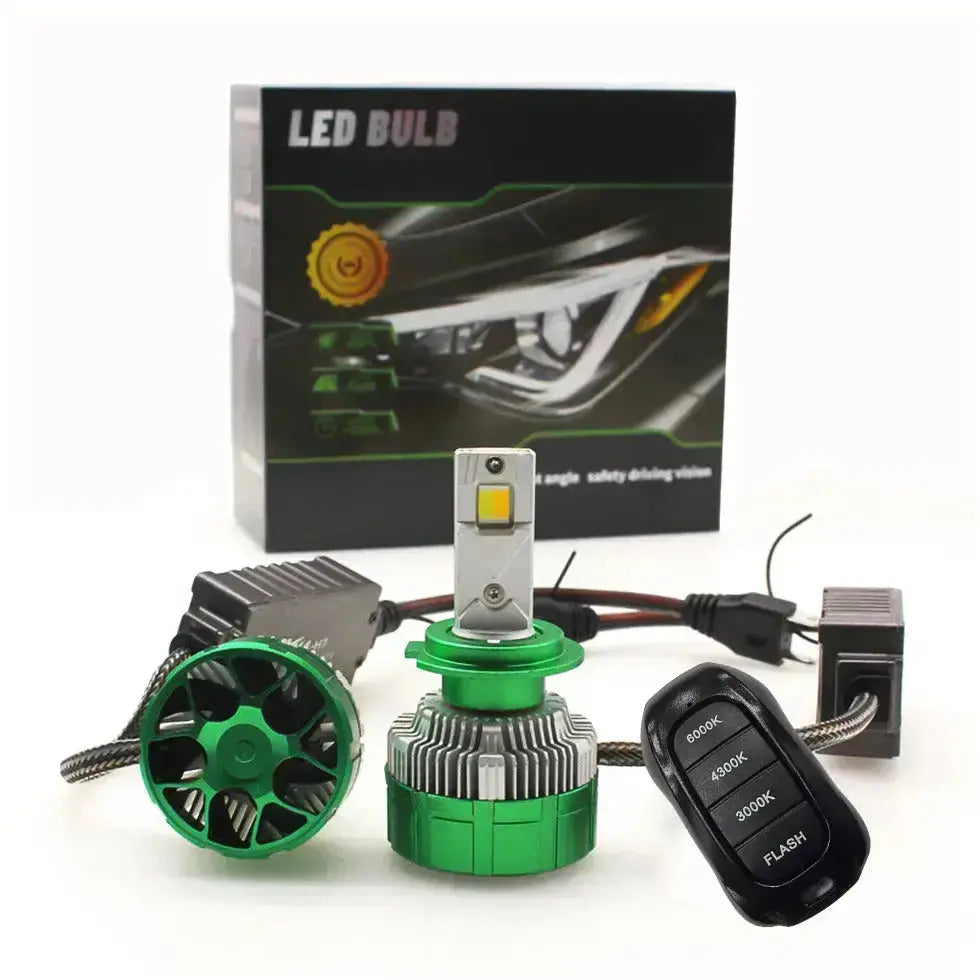 K14 3-Colour LED Canbus Bulbs With Strobe Function & Wireless Remote - 9006