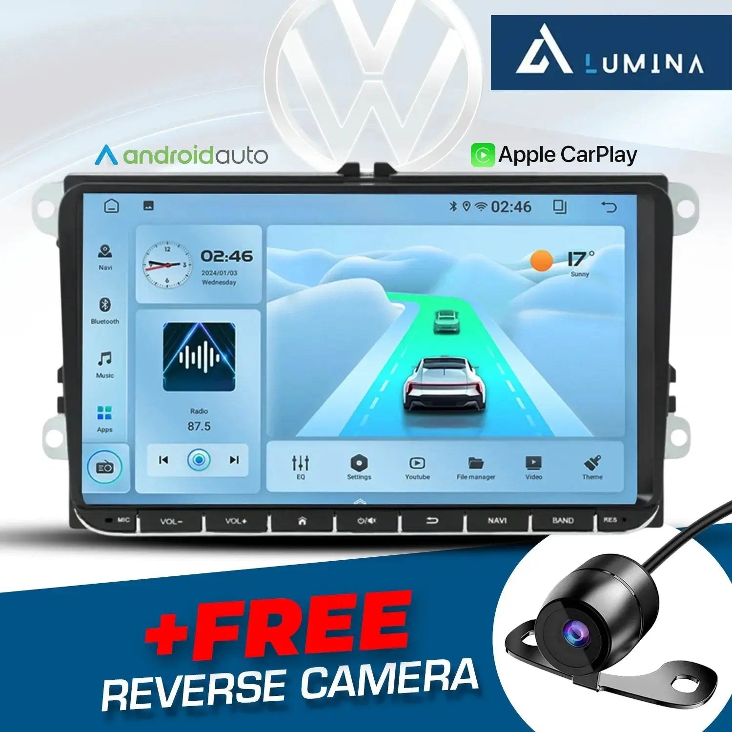 Lumina - 9 Inch VW Android Unit With Apple Car Play & Android Auto + FREE Reverse Camera