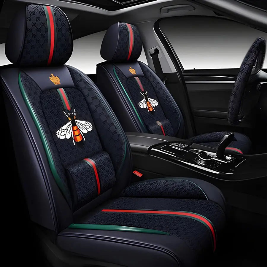 Luxury Italian Inspired Car Seat Covers With Steering Wheel Cover (12-Piece)