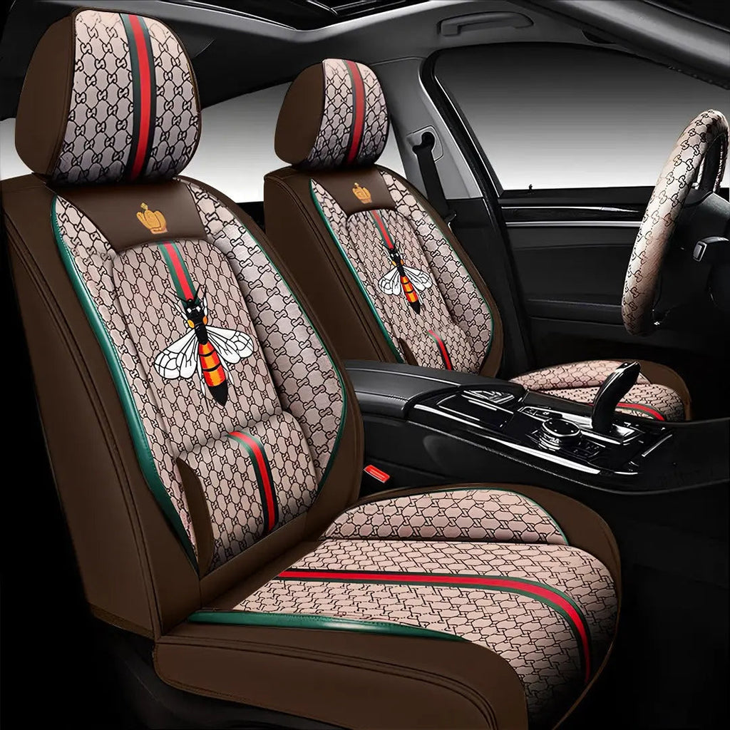 Luxury Italian Inspired Car Seat Covers With Steering Wheel Cover (12-Piece)