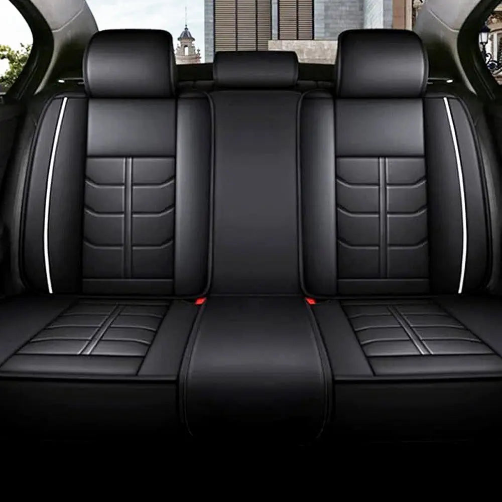 Universal Premium Luxury Car Seat Covers - Front & Rear Full Set (Black & White)