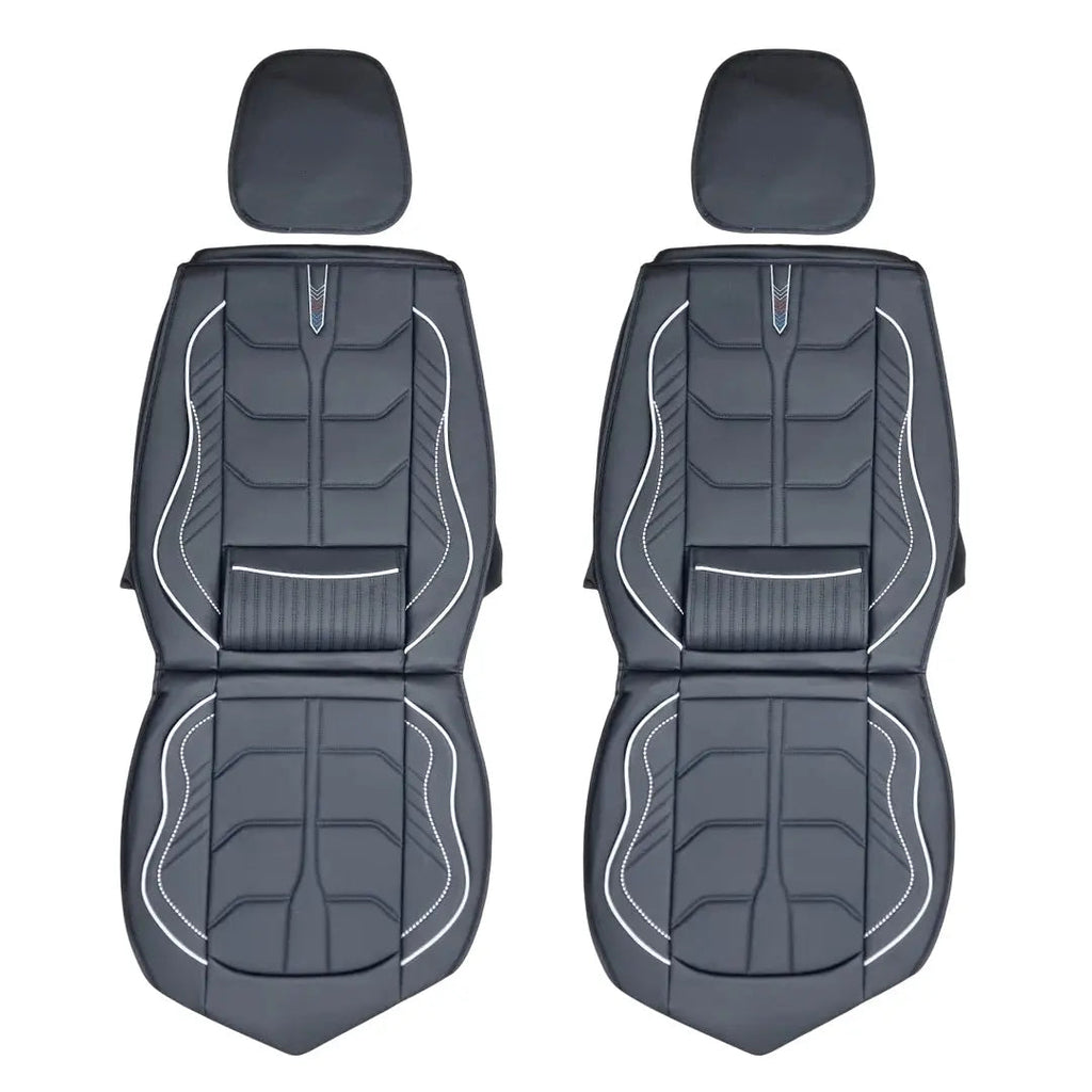 Universal Premium Luxury Car Seat Covers - Front & Rear Full Set (Black & White)