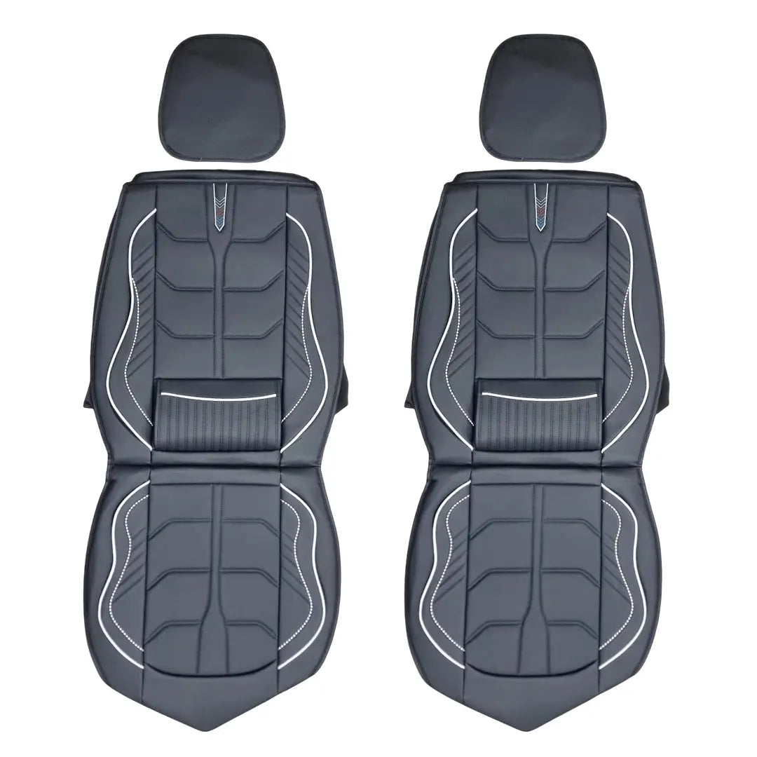 Universal Premium Luxury Car Seat Covers - Front & Rear Full Set (Black & White)