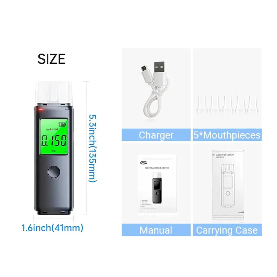 Mr Black-5 Fast Response Pocket Sized Alcohol Breathalyzer Tester