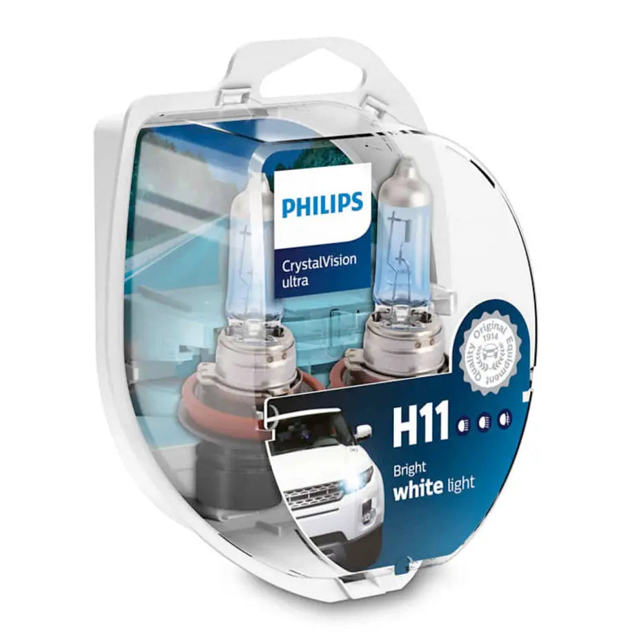 Philips H11 Crystal Vision Ultra 55W Bulb Set + FREE Park Light