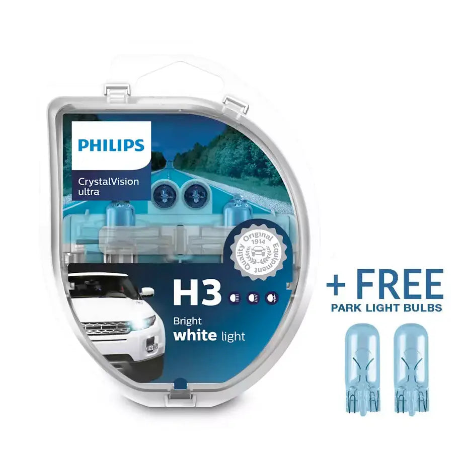 Philips H3 Crystal Vision Ultra 55W Bulb Set + FREE Park Light
