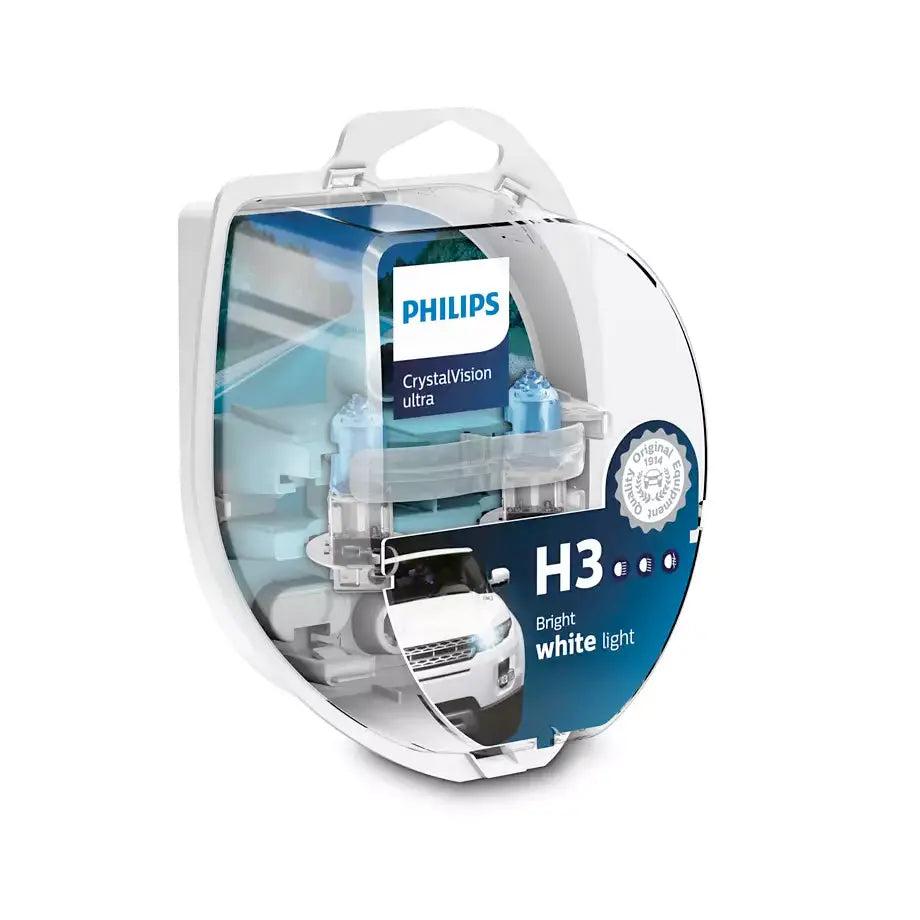 Philips H3 Crystal Vision Ultra 55W Bulb Set + FREE Park Light