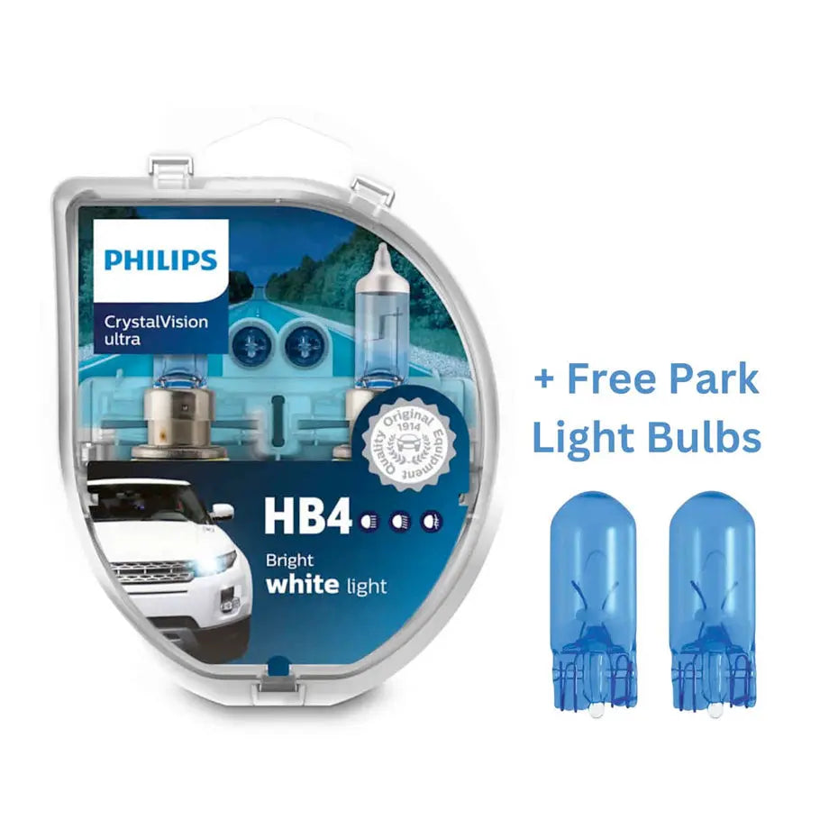 Philips HB4 Crystal Vision Ultra 55W Bulb Set + FREE Park Light