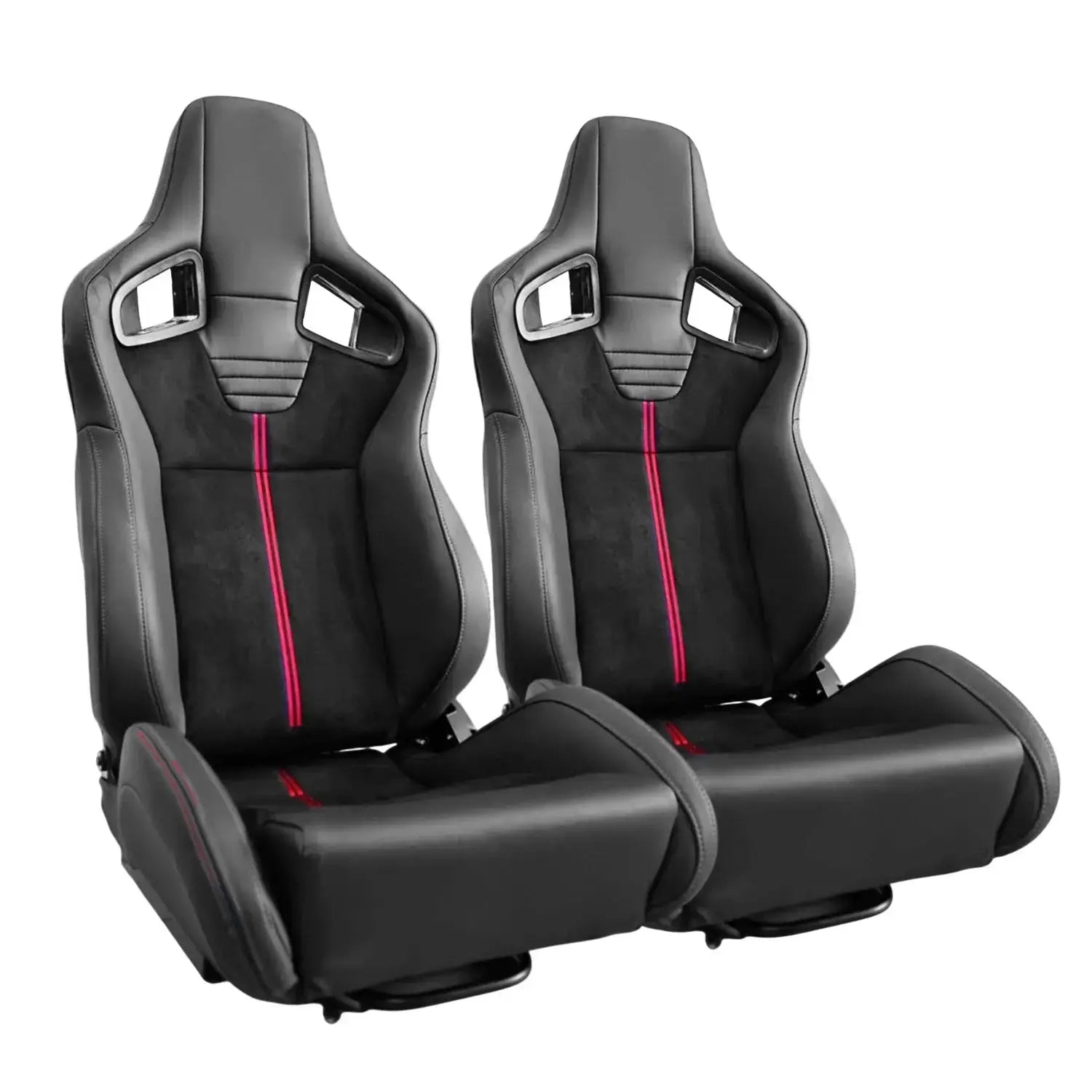 Reclinable Wingback Racing Seats PVC + Suede (Pair)