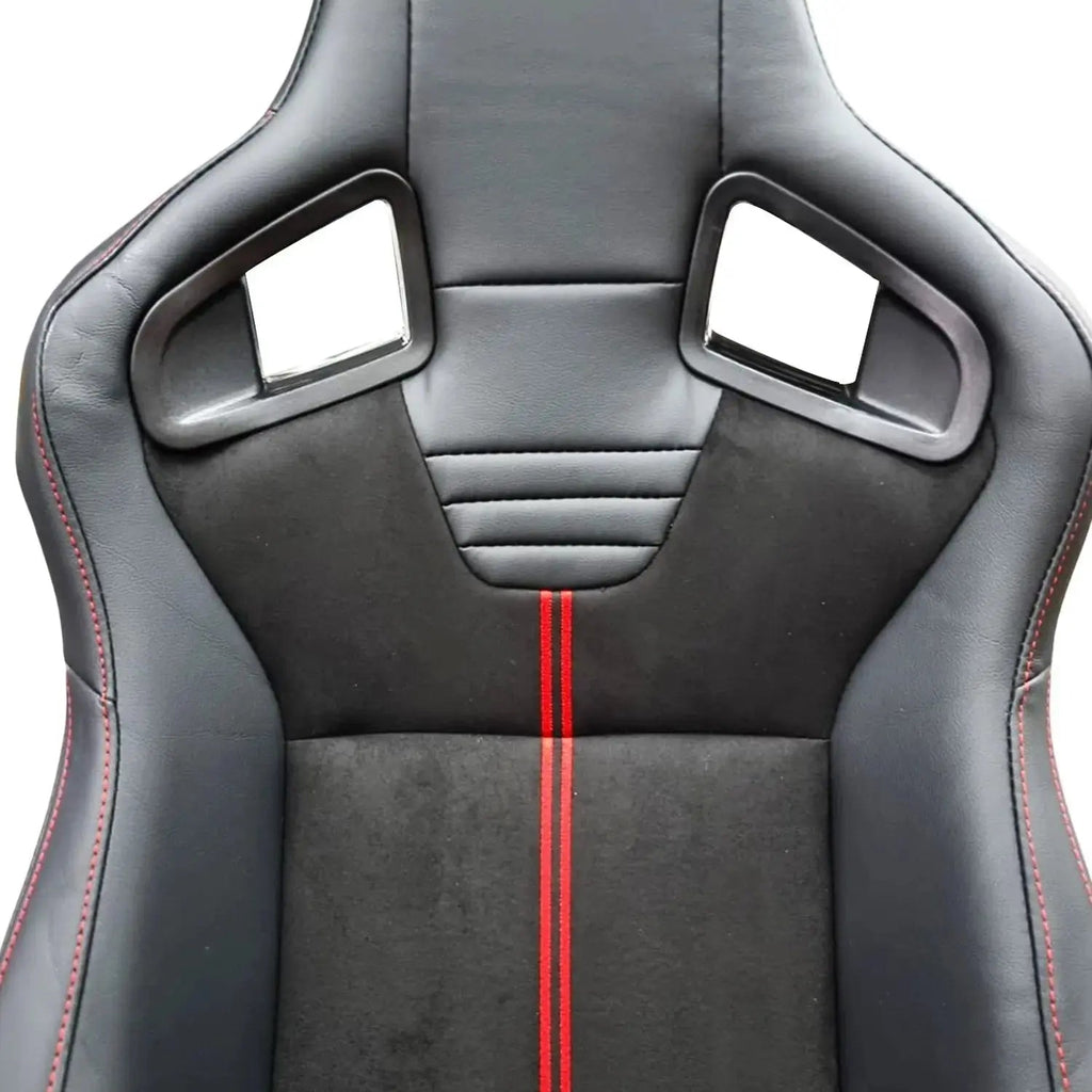 Reclinable Wingback Racing Seats PVC + Suede (Pair)