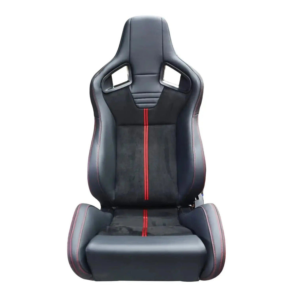 Reclinable Wingback Racing Seats PVC + Suede (Pair)