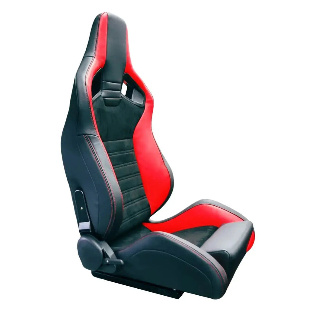 Reclinable Wingback Racing Seats PVC + Suede (Pair)