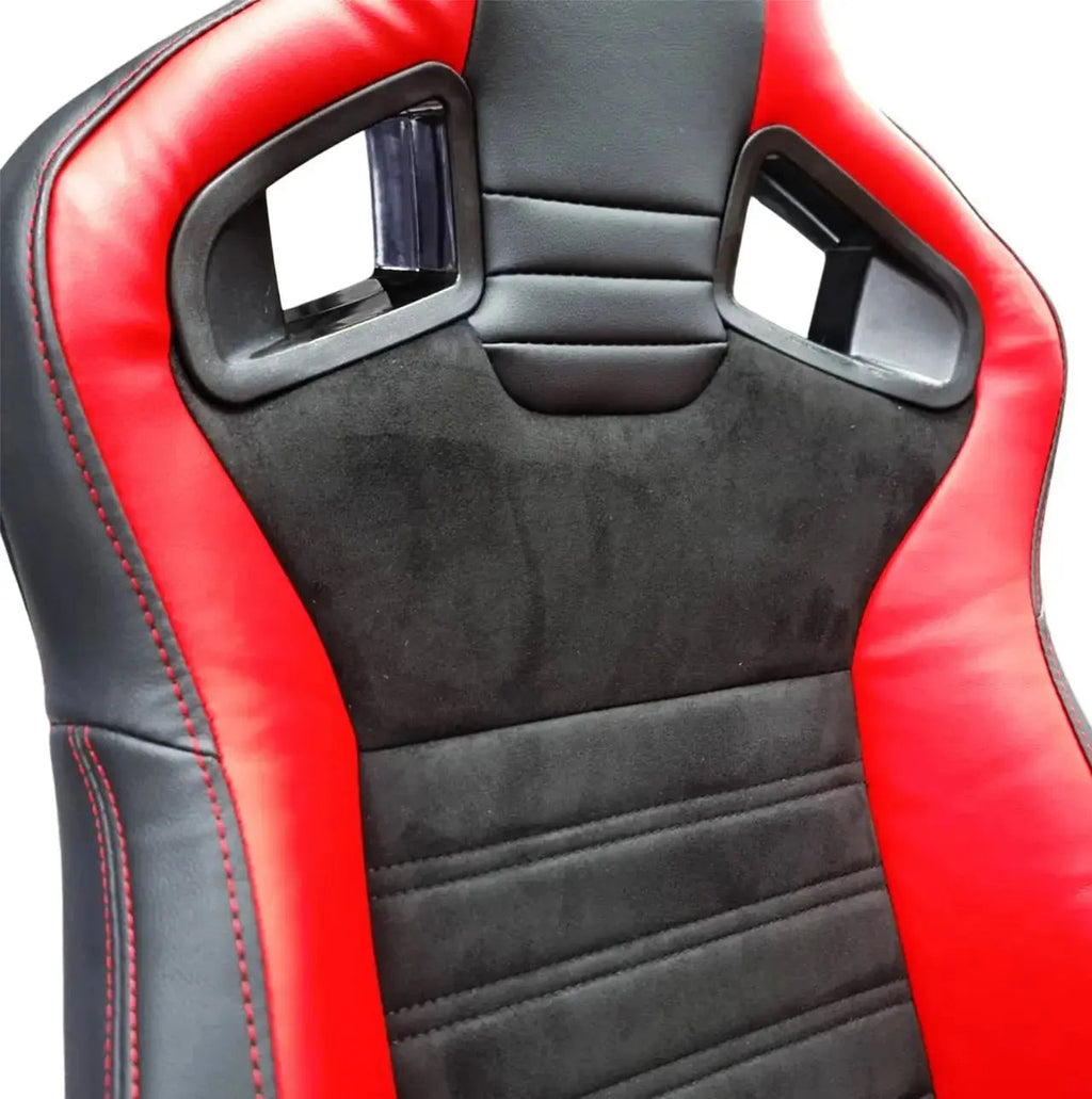 Reclinable Wingback Racing Seats PVC + Suede (Pair)