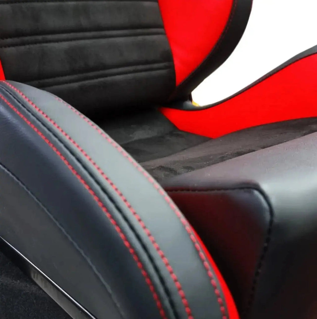 Reclinable Wingback Racing Seats PVC + Suede (Pair)