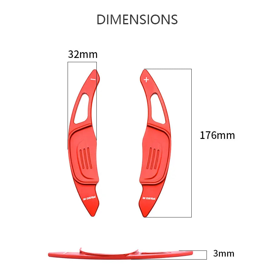 Suitable To Fit - VW Golf 7 GTI / R Aluminium Paddle Shift Extensions (Red)